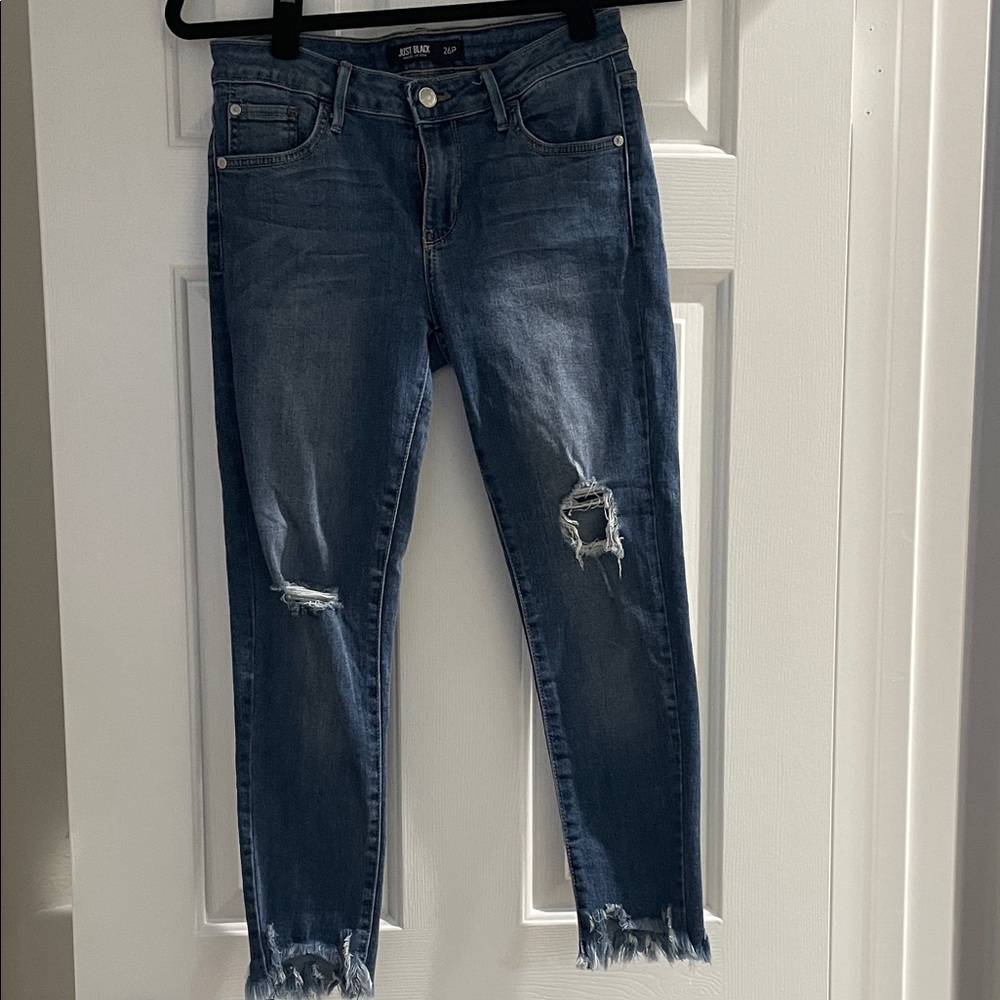 Just Black Dark Blue Distressed Skinny Jeans
